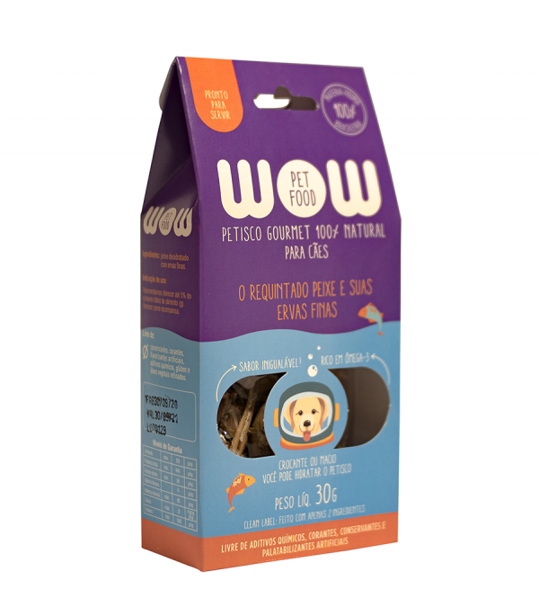 Petisco natural para cães sabor peixe e ervas finas WOW Pet Food