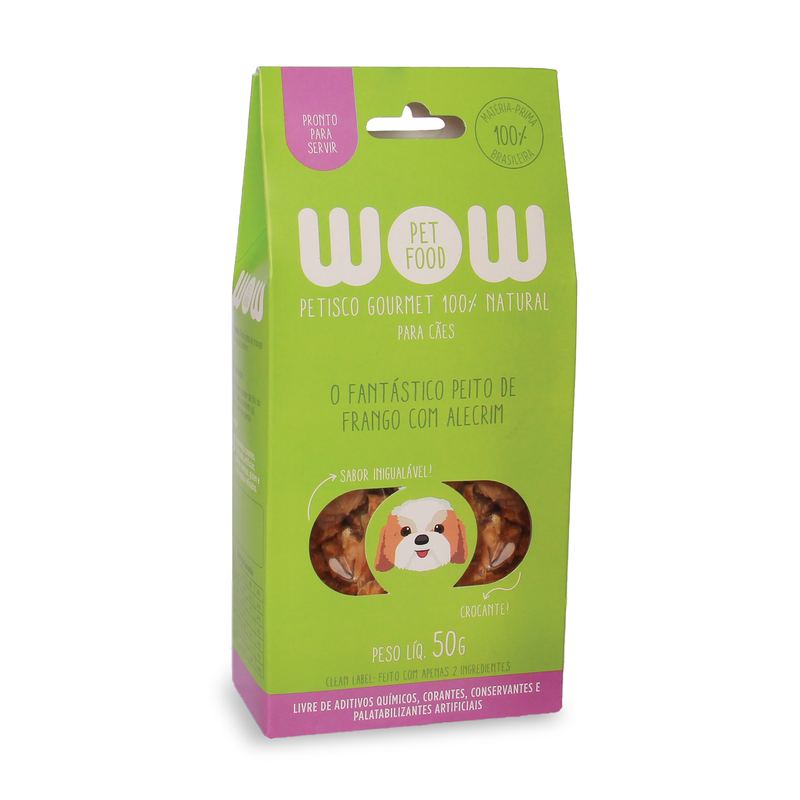 Petisco natural para cães sabor peito de frango com alecrim WOW Pet Food