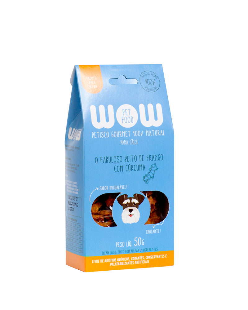 Petisco natural para cães sabor peito de frango com cúrcuma WOW Pet Food