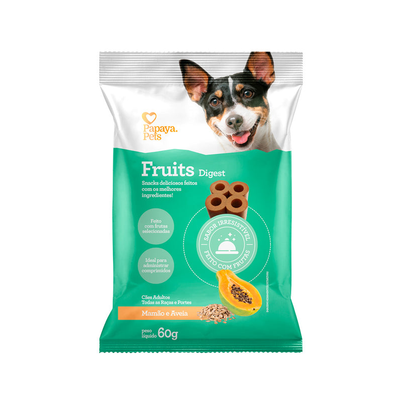 Snack Papaya Pets Fruits Digest para Cães Adultos Sabor Mamão e Aveia