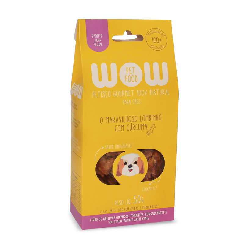 Petisco natural para cães sabor lombinho com cúrcuma WOW Pet Food